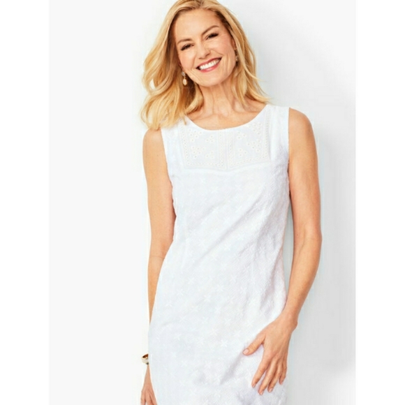 NEW Talbots Embroidered Eyelet Sheath Sleeveless White Dress sz 6P - Picture 3 of 16